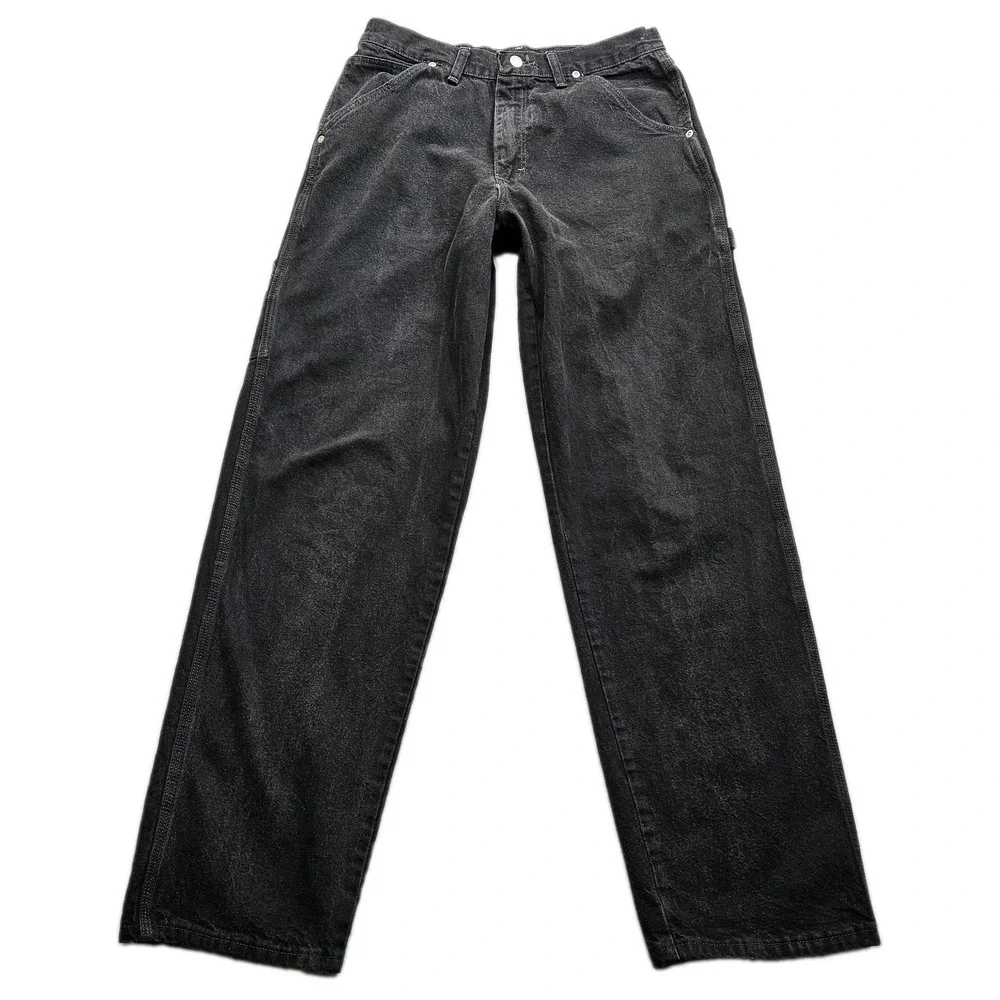 Wrangler Hero Carpenter Jeans Mens 30x32 Black Faded Relaxed Grunge Punk